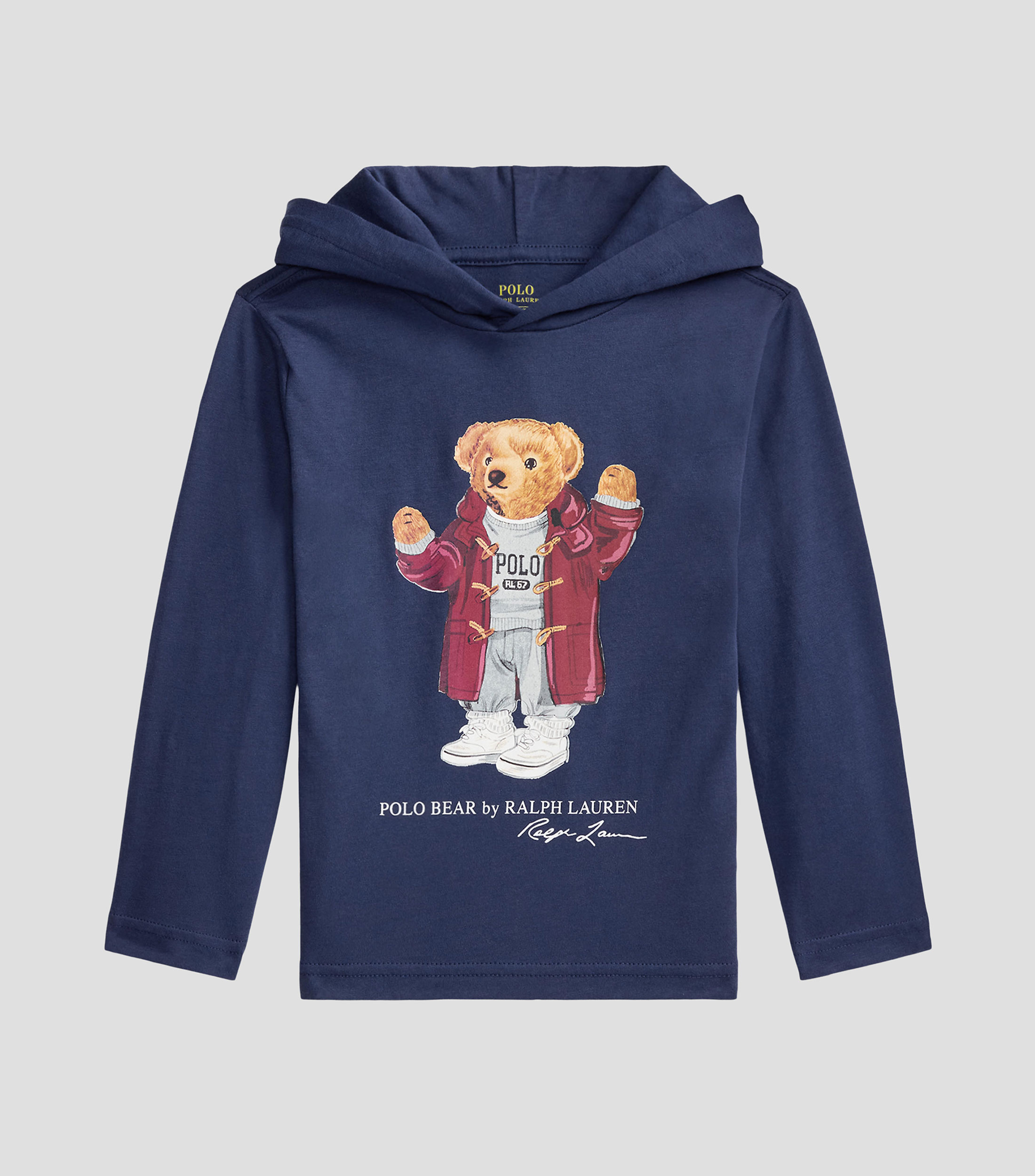 Playera con capucha cuello V manga larga estampada Bebé